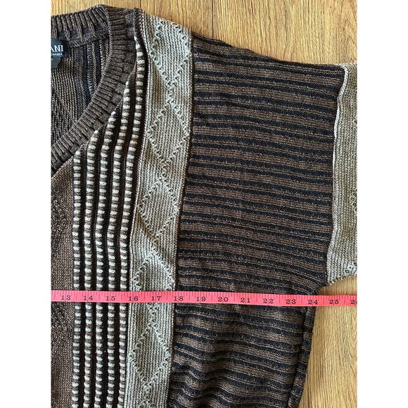 Tosani Vtg Brown Patterned Cosby Sweater Size Large - Picture 4 of 6
